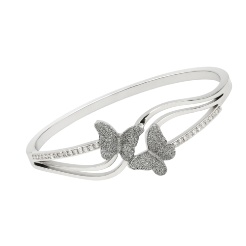 Elegant Dual Butterfly Silver Bracelet